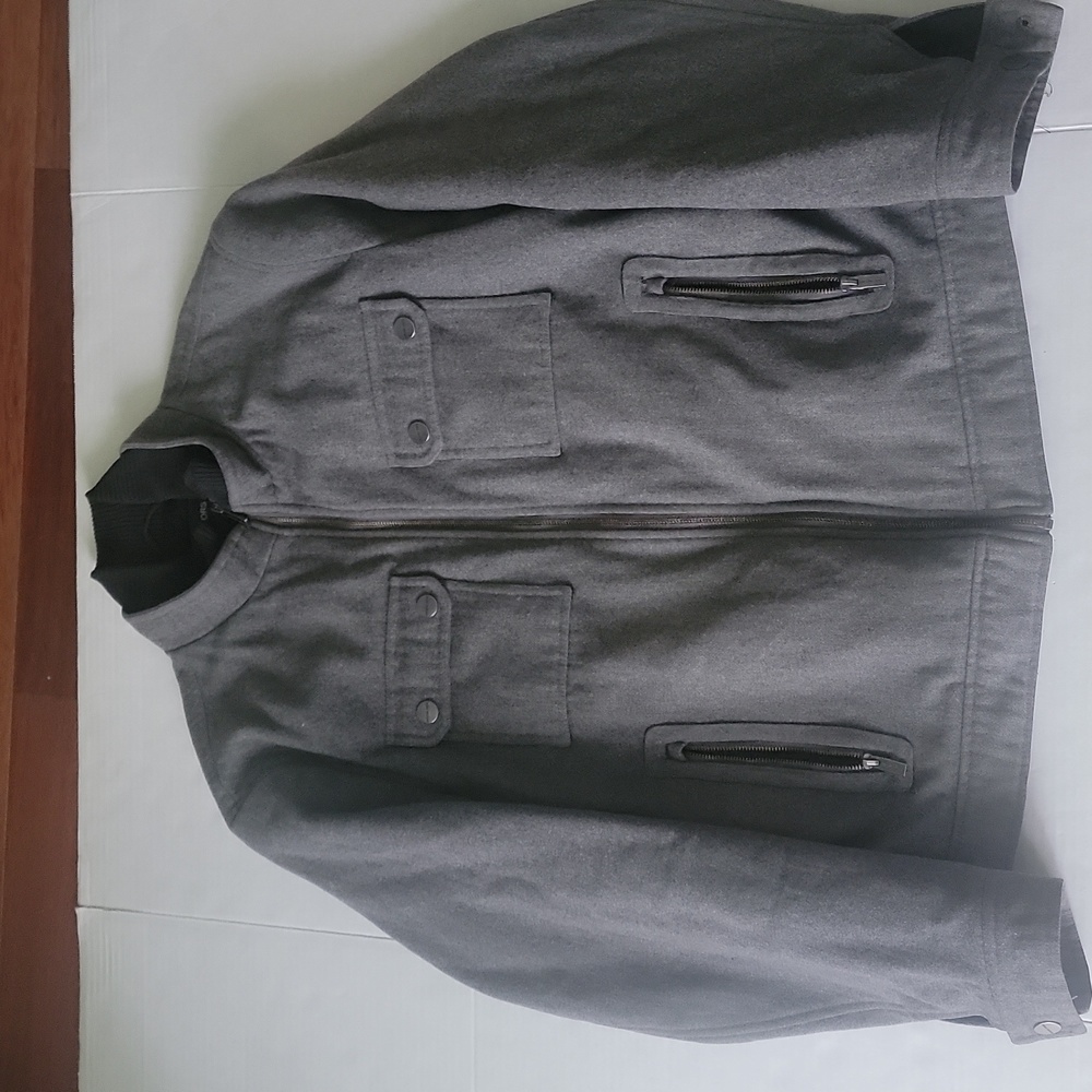 Michael Kors Wool Blend Jacket Coat Lined Full Zip Men's Large Gray